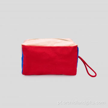 Bolsa cosmética de algodão trindy tri-cor de algodão